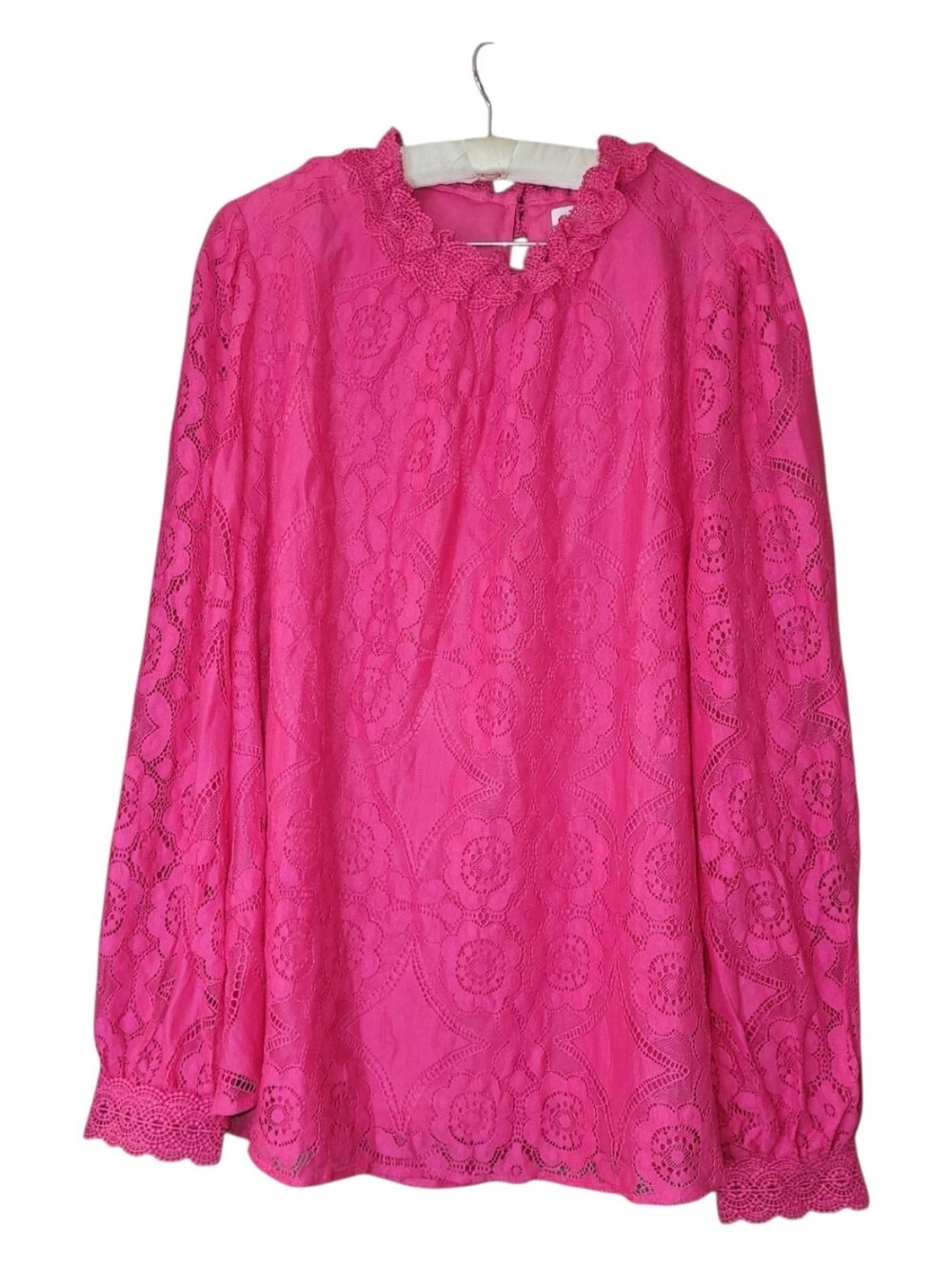 Andree By Unit Hot Pink Lace Long Sleeved Blouse 3X